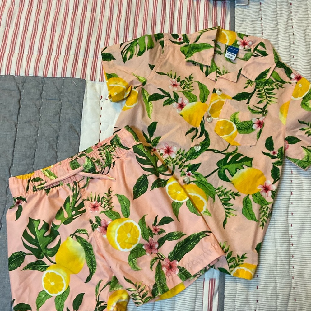 Old Navy Cabana shirt and swimming trunks set